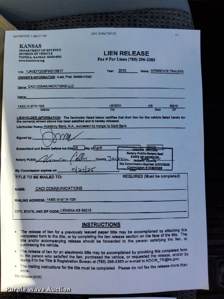 image for item DP4670 2015 Interstate 20DT  equipment trailer