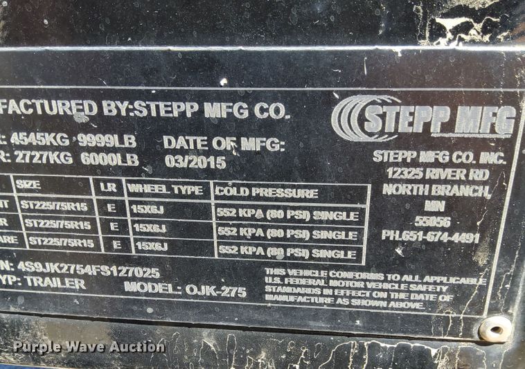 image for item DQ7215 2015 Stepp Manufacturing OJG275  melter applicator