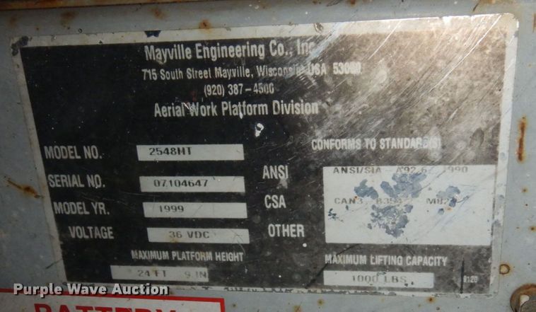 image for item DR0518 1999 Mec 2548HT  scissor lift