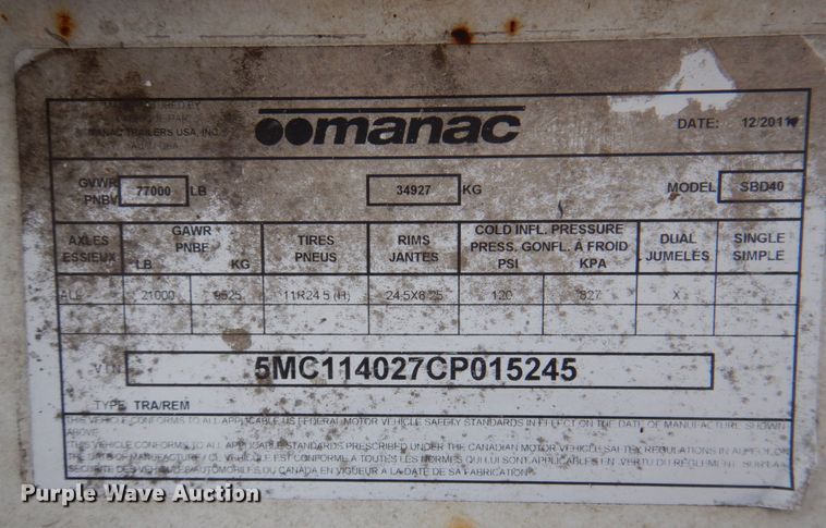 image for item DR2016 2012 CPS SBD40  bottom dump trailer