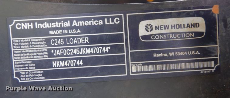 image for item DS1345 2019 New Holland C245  tracked skid steer loader