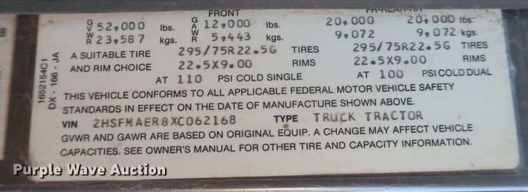 image for item JR9430 1999 International 9200  dump truck