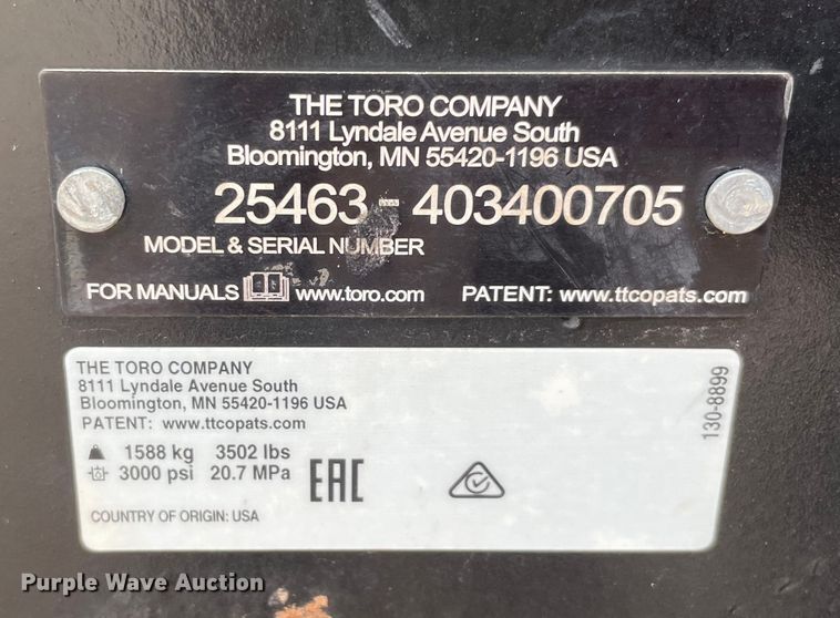 image for item JX9221 2015 Toro RT1200  cable plow