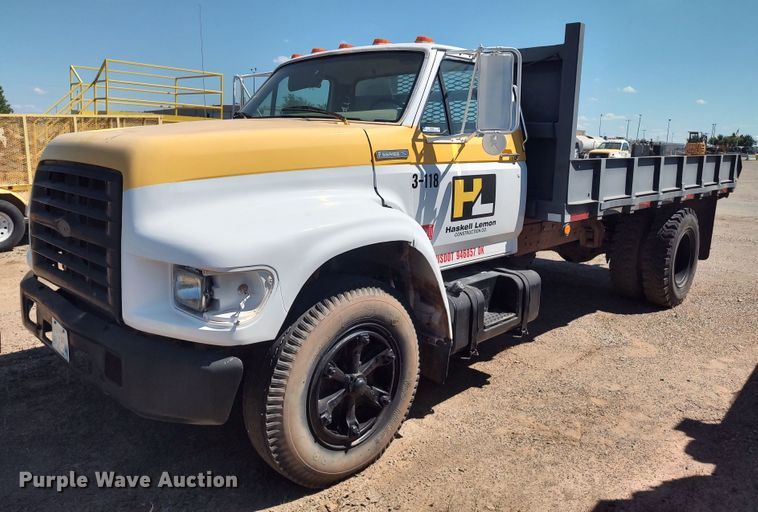 image for item JX9255 1996 Ford F700  dump flatbed truck