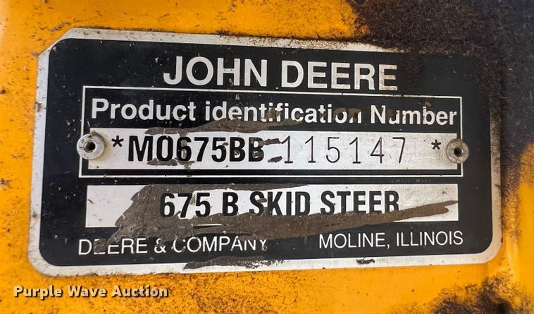 image for item JX9454 John Deere 675B  skid steer loader