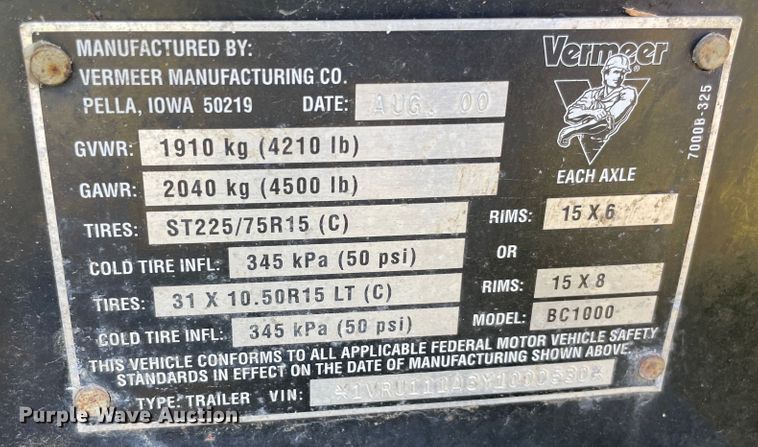 image for item KE9323 2000 Vermeer BC1000  wood chipper