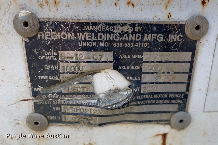 image for item KF9554 2007 Region Welding  equipment trailer