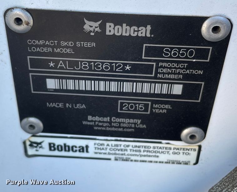 image for item KF9559 2015 Bobcat S650  skid steer loader