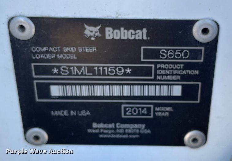 image for item KF9561 2014 Bobcat S650  skid steer loader