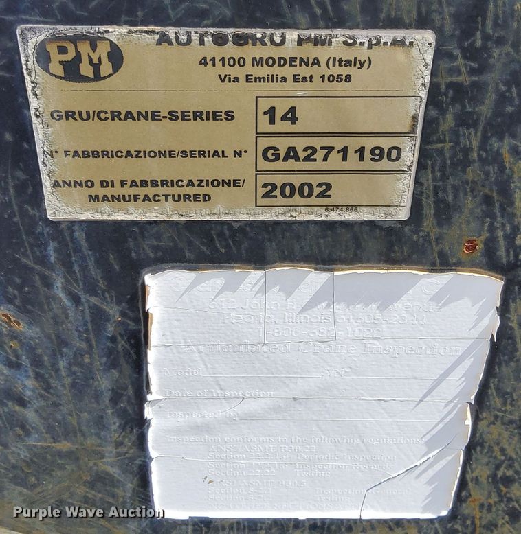 image for item KF9567 2002 PM 14022  crane