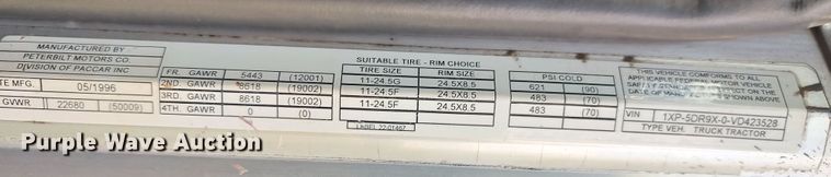 image for item LK9094 1996 Peterbilt 379  flatbed truck