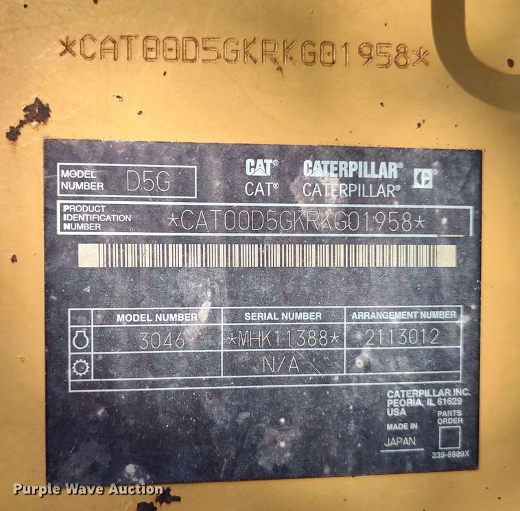 image for item LK9121 2005 Caterpillar D5G LGP  dozer