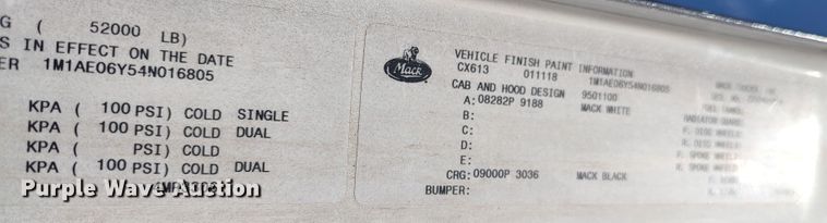 image for item LK9153 2004 Mack CX Series  dump truck