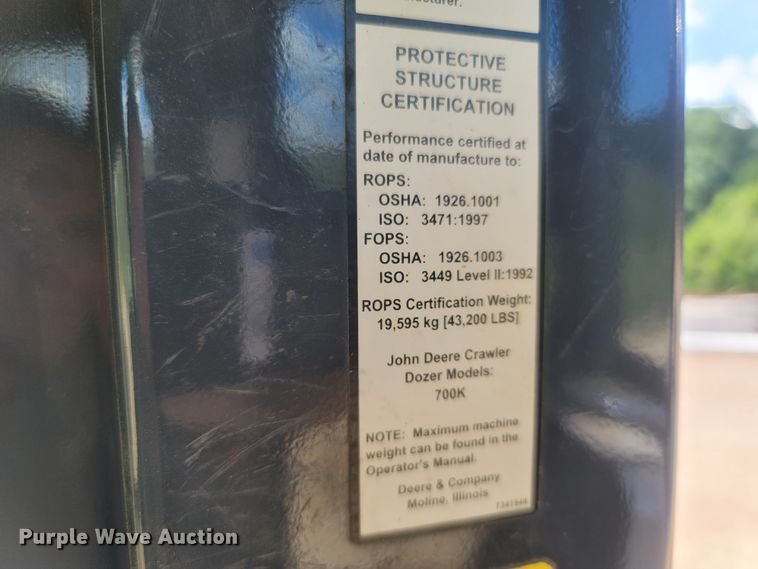 image for item LM9690 2014 John Deere 700K LGP  dozer