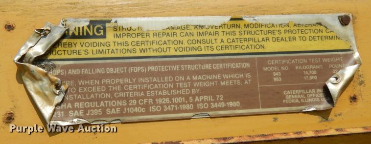 image for item LM9695 1989 Caterpillar 943  track loader