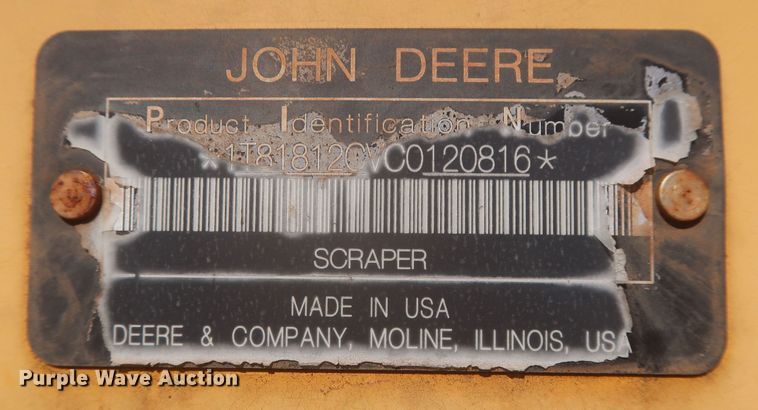 image for item MJ9129 2012 John Deere 1812C  scraper