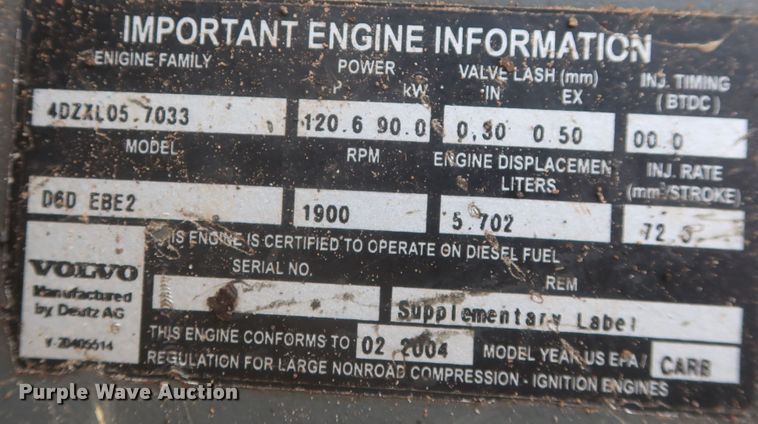 image for item MJ9138 2004 Volvo EC160BLC  excavator