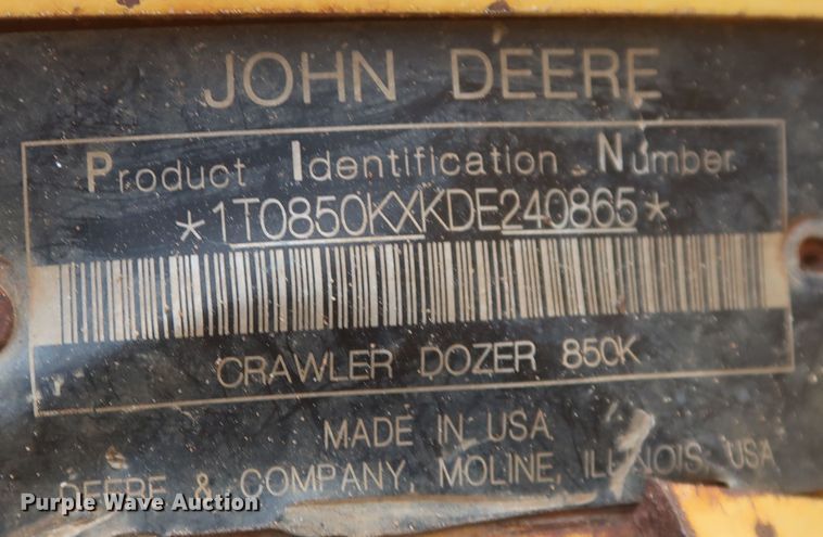 image for item MJ9141 2013 John Deere 850K  dozer