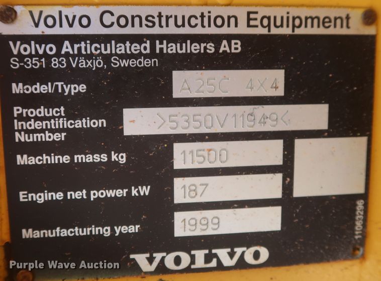 image for item MJ9146 1999 Volvo A25C  haul truck