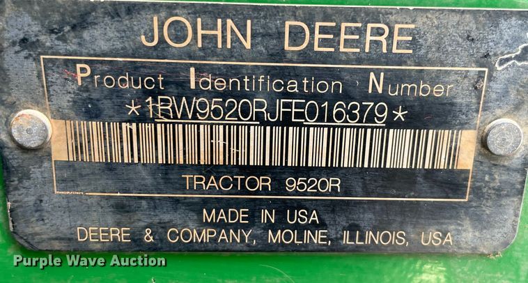 image for item MJ9155 2015 John Deere 9520R Scraper Special  4WD tractor