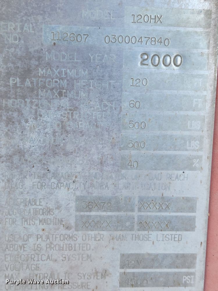 image for item MK9183 2000 JLG 120HX  boom lift