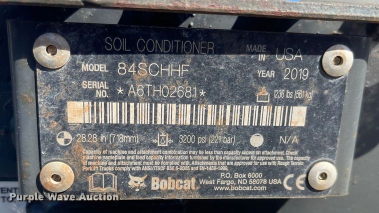 image for item MU9103 2019 Bobcat 84SCHHF  skid steer soil conditioner