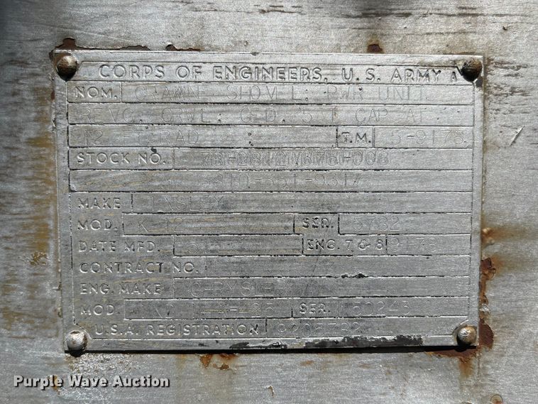 image for item MU9114 1951 Insley K12  crane