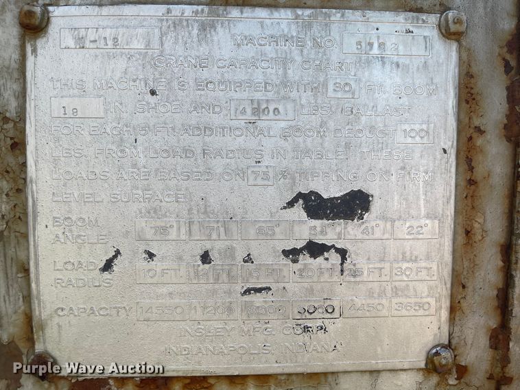 image for item MU9114 1951 Insley K12  crane