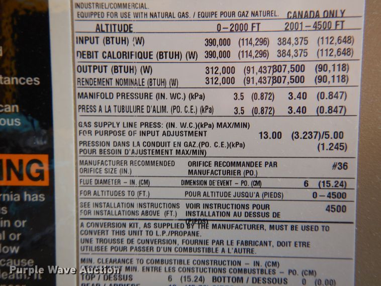 image for item DB7827 Lennox LF24-400A  natural gas heater