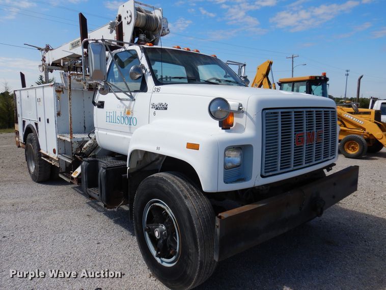 image for item DB7836 1991 GMC TopKick C6500  digger derrick truck