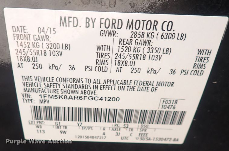 image for item DF8333 2015 Ford Explorer Police Interceptor  SUV