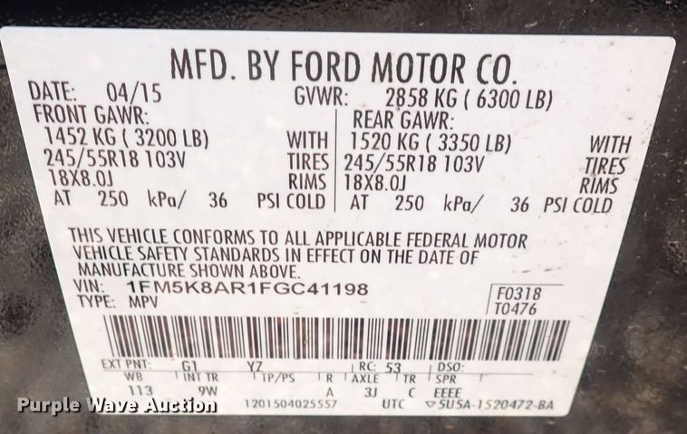 image for item DF8334 2015 Ford Explorer Police Interceptor  SUV