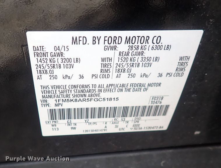 image for item DF8335 2015 Ford Explorer Police Interceptor  SUV