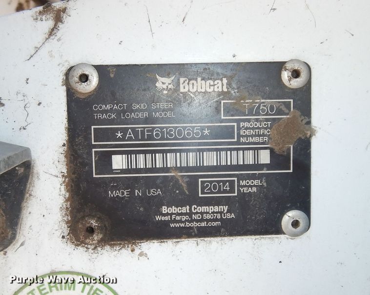 image for item DM3053 2014 Bobcat T750  tracked skid steer loader