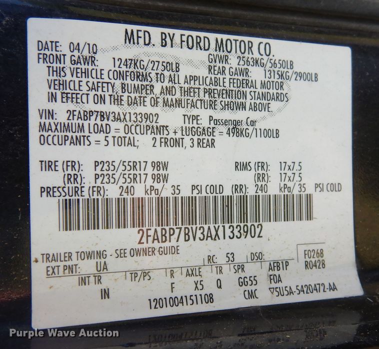 image for item DM3054 2010 Ford Crown Victoria Police Interceptor