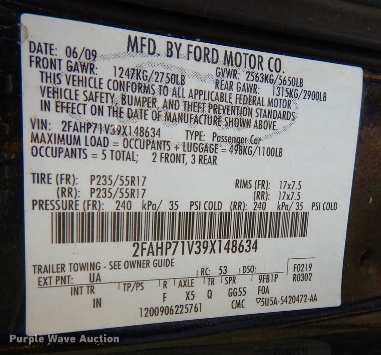 image for item DM3066 2009 Ford Crown Victoria Police Interceptor