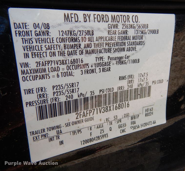 image for item DM3078 2008 Ford Crown Victoria Police Interceptor