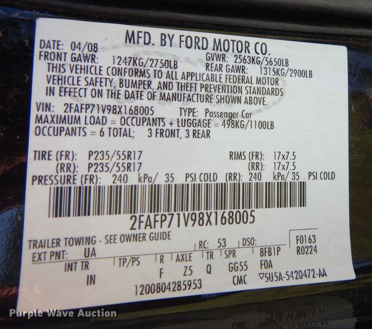 image for item DM3081 2008 Ford Crown Victoria Police Interceptor