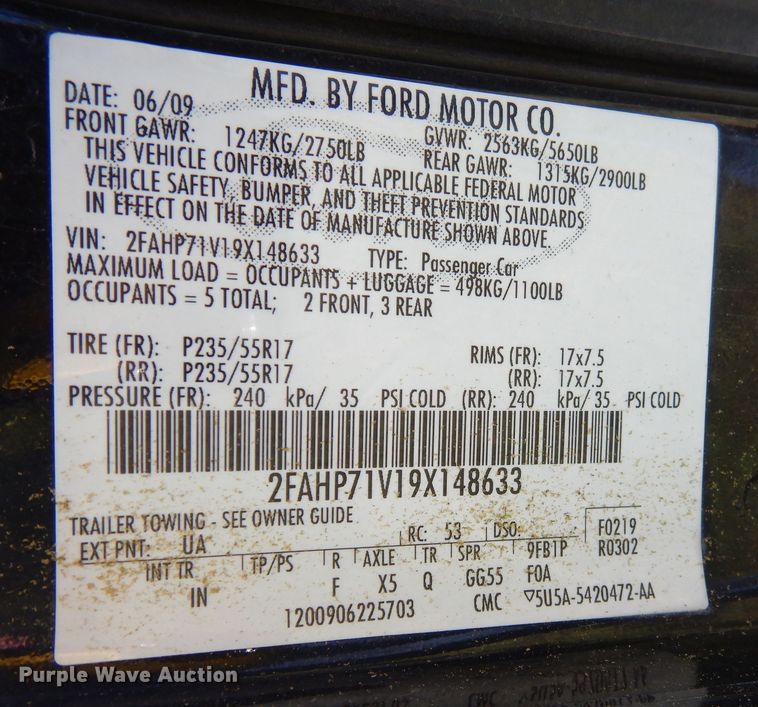 image for item DM3082 2009 Ford Crown Victoria Police Interceptor