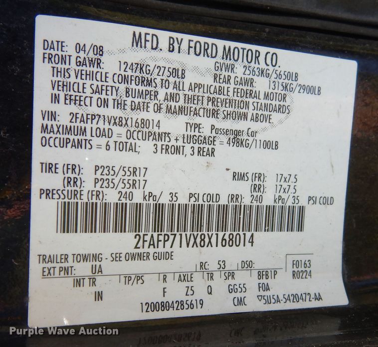 image for item DM3084 2008 Ford Crown Victoria Police Interceptor