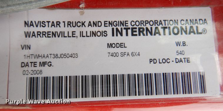 image for item DM6029 2008 International WorkStar 7400  dump truck