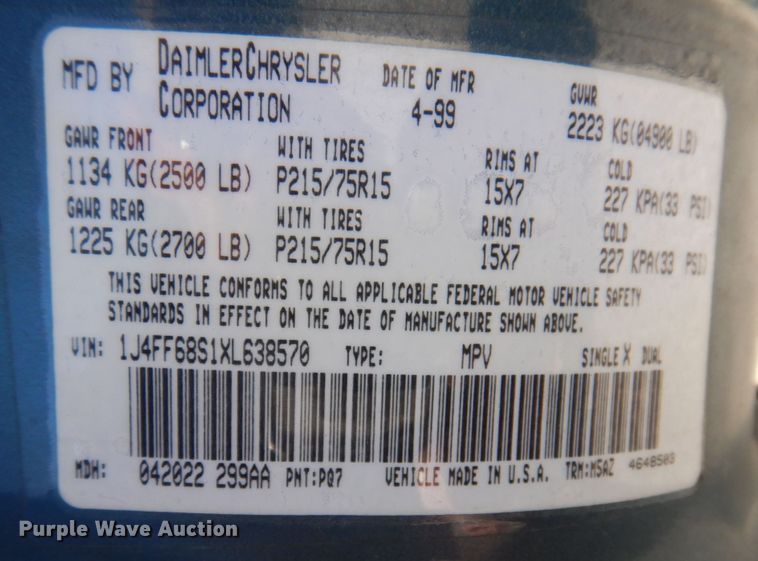 image for item DP0303 1999 Jeep Cherokee Sport  SUV