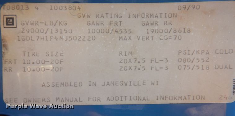 image for item DP0306 1991 GMC TopKick C6500  dump truck