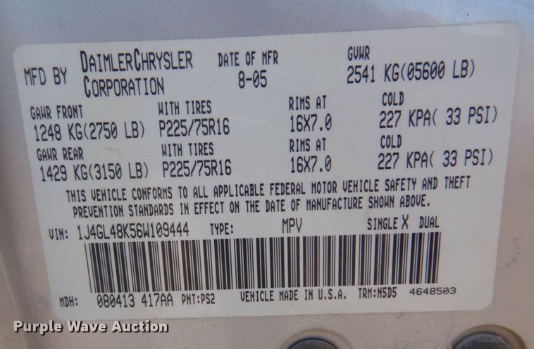 image for item DP0311 2006 Jeep Liberty  SUV