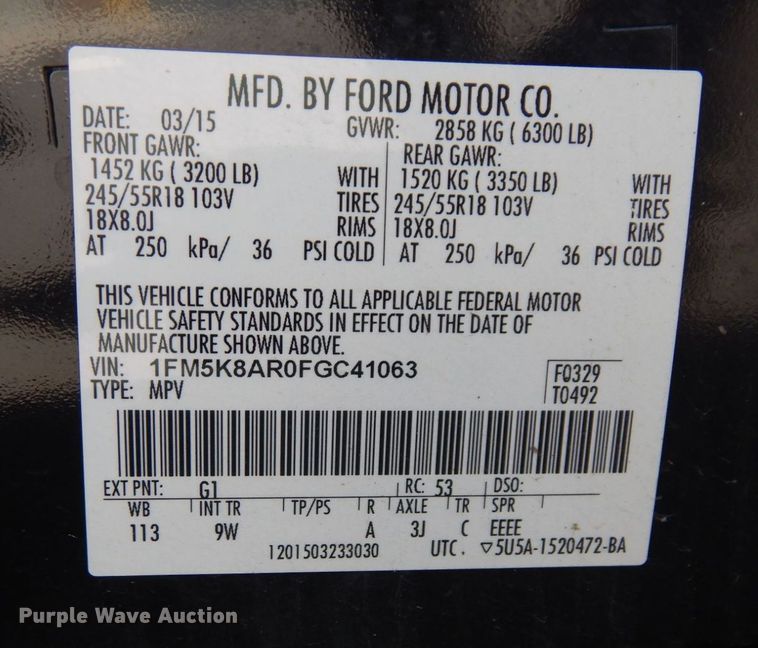 image for item DS1359 2015 Ford Explorer Police Interceptor  SUV