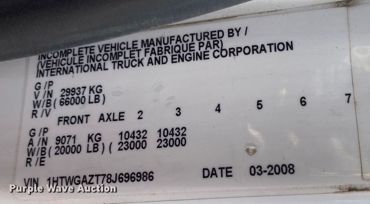 image for item JA9041 2008 International WorkStar 7400  vacuum truck