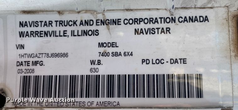 image for item JA9041 2008 International WorkStar 7400  vacuum truck