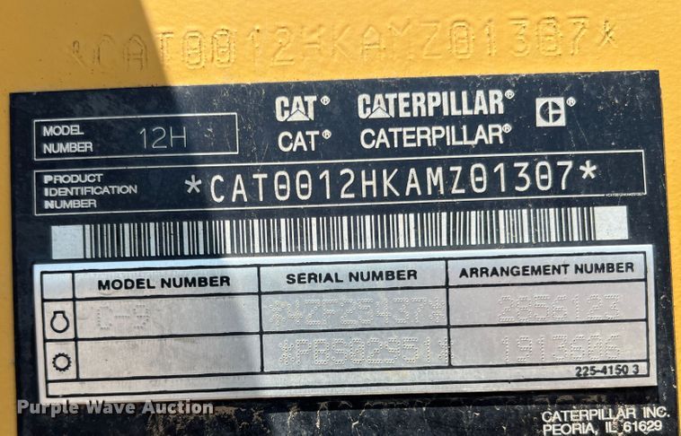 image for item JX9424 2007 Caterpillar 12H  motor grader