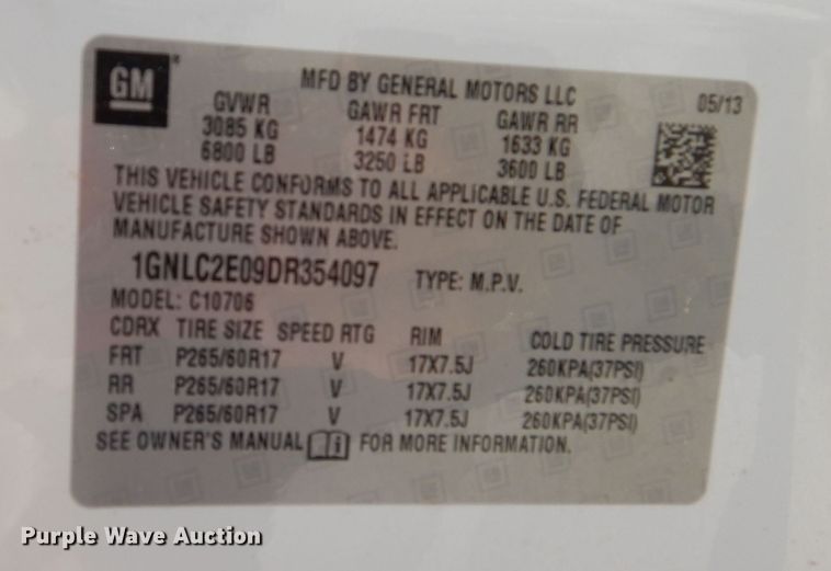 image for item KC9744 2013 Chevrolet Tahoe Police  SUV