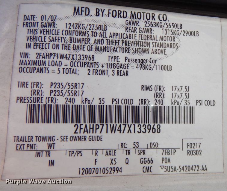 image for item KF9579 2007 Ford Crown Victoria Police Interceptor